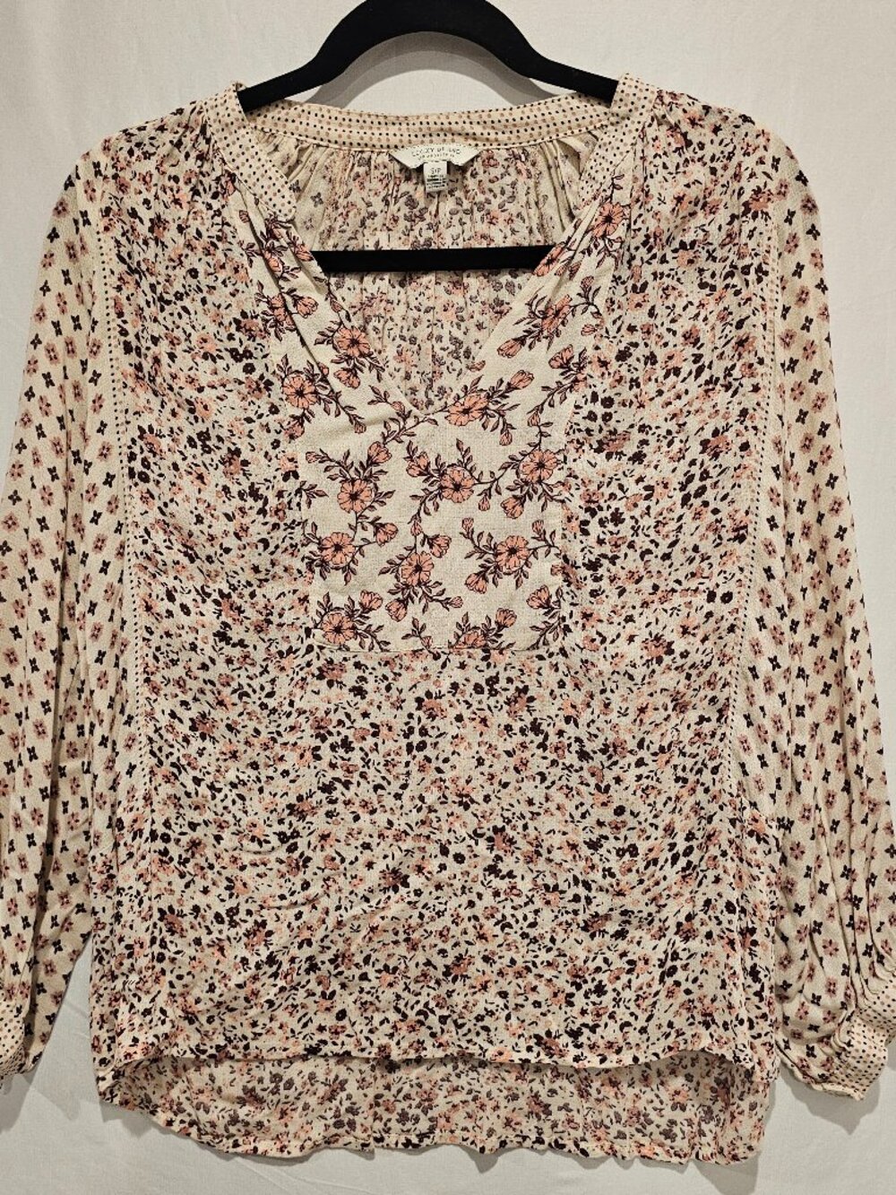 Lucky Brand Women's Floral Boho Top Size S Lightweight Blouse